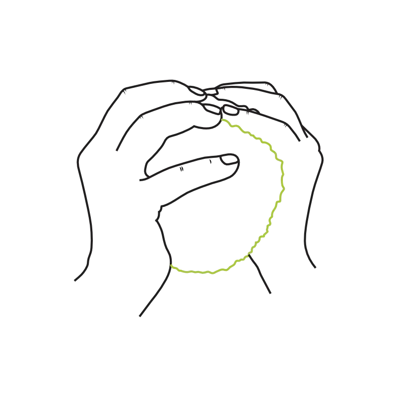 A simple instructional illustration demonstrating how to hold and enjoy a Hashie for maximum sensory and relaxation benefits.