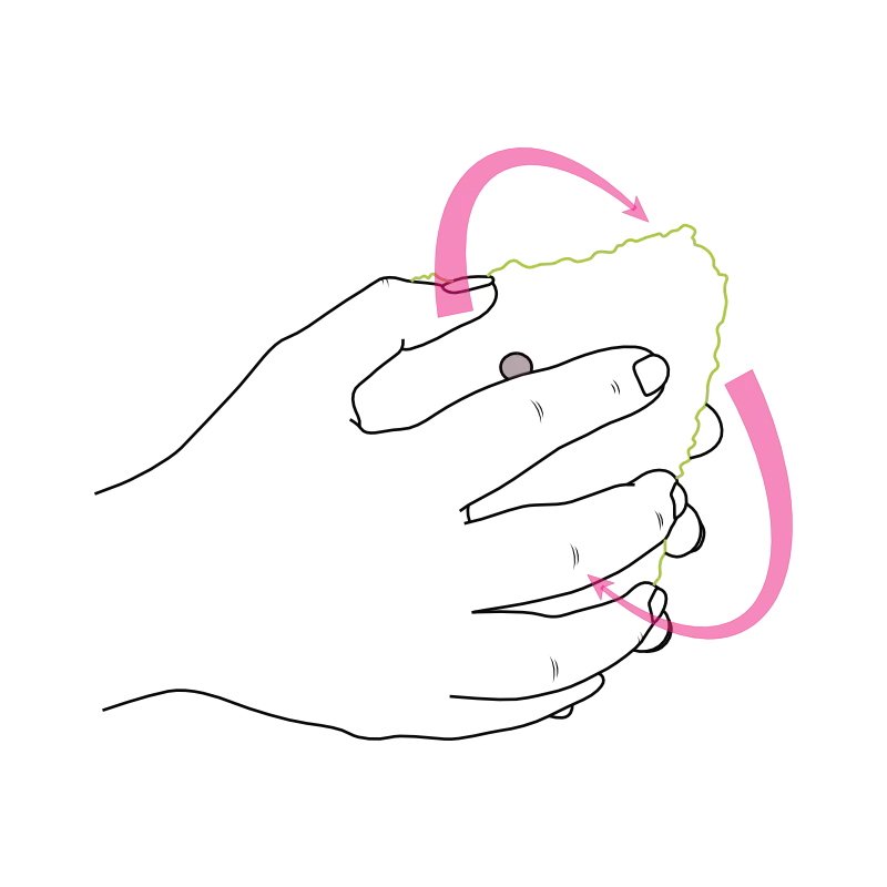 Illustration demonstrating how to rub a Hashie to activate and release its terpene-infused aroma for an enhanced sensory experience.