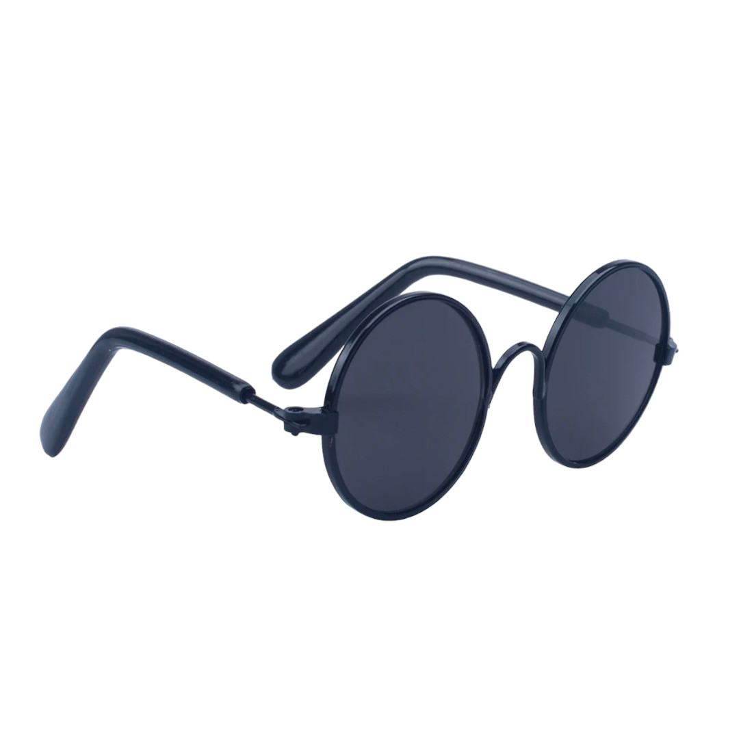 Side view of Hashies™ all-black round sunglasses with matte finish and seamless design